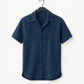 Richman Cuban Collar Shirt For Men - Half Sleeves Men Shirts - Waffle Knit Casual Shirts For Men. 