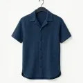 Richman Cuban Collar Shirt For Men - Half Sleeves Men Shirts - Waffle Knit Casual Shirts For Men. 