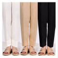 Black White & Skin Non-See Through Straight Trousers-Pants For Girls/Ladies. 