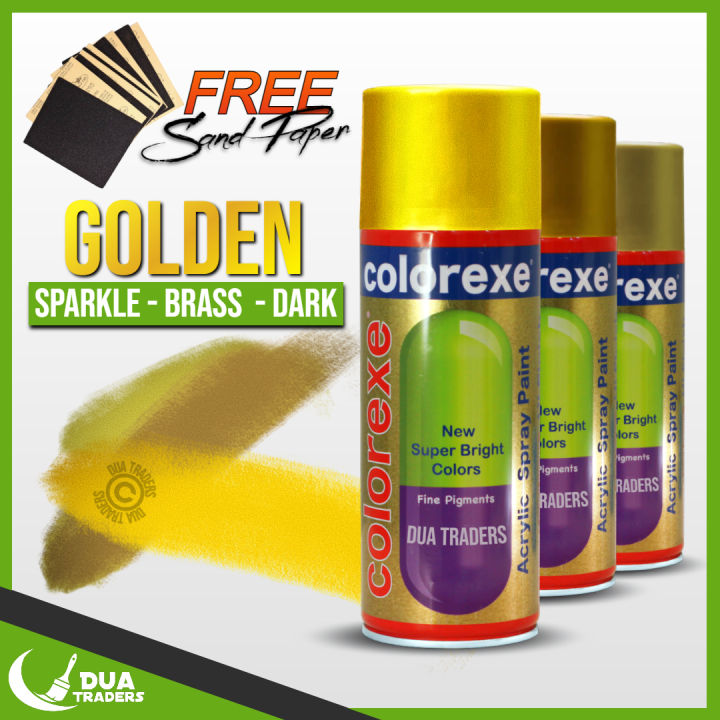 GOLDEN Spray Paint, Sparkle Gold, Brass Gold & Dark Gold, COLOREXE Spray Paint
