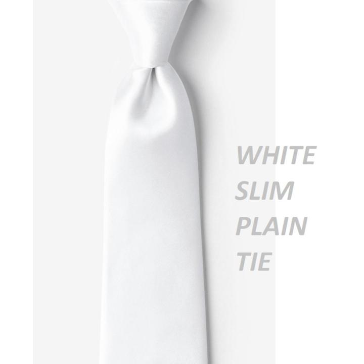 White Slim Plain Tie - Stylish And Elegant Tie For A Classic And Sophisticated Look: Premium Quality For Long-Lasting Fashion
