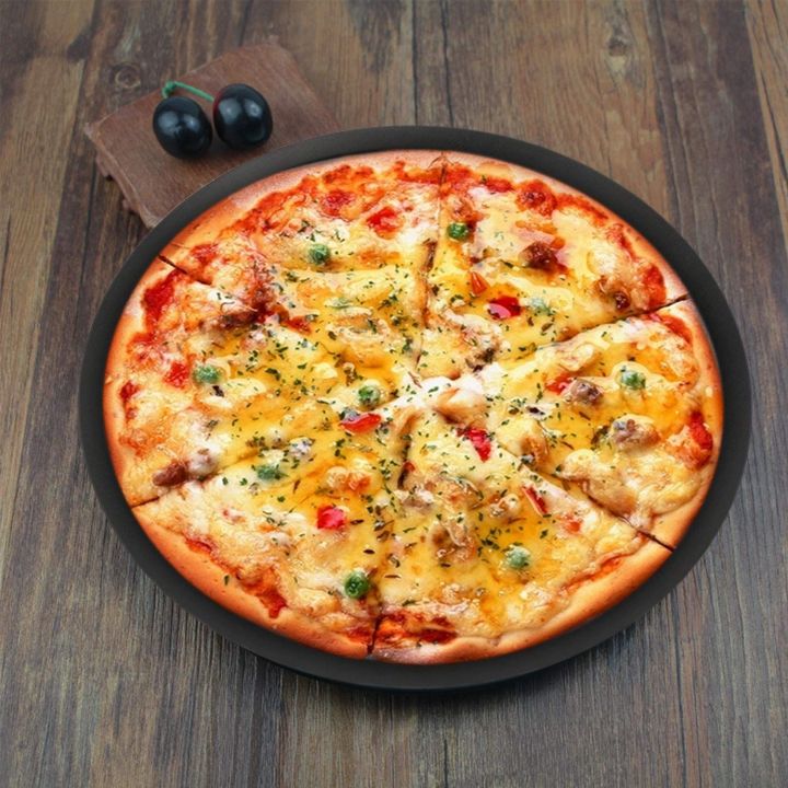 Pizza Pan High Quality 14mm Thick Gauge 6/ 7/ 8/ 10/ 11/ 13/ 14/ 15/ 16/ 17 Inches Non-Stick Pizza Pan Bakeware Carbon Steel Pizza Plate Round Deep Dish Pizza Pan Tray Mold Mould Baking Tools