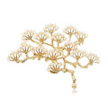 Pearls Pine Tree Brooch Pin Female Metal Fashion Jewelry Scarf Buckle Accessory. 