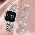 Ladies Silver Diamond Digital Touch Screen LED Watch For Women With Bracelet | Stylish Ladies Watches in Round Dial With Diamond Stainless Steel Jewelry Chain | Korean Watches For Girls. 