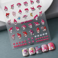 Sanrio Embossed 5D Nail Sticker Anime Nail Art Supplies Kero Kero Keroppi My Melody Hello Kitty Stickers Nail Decoration Decals. 