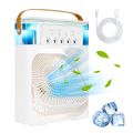 Portable Air Cooler, UPBUD Mini Air Conditioner Personal Fan 4 in 1 Evaporative Air Cooler with Humidifier/120°Oscillation/4 Wind Speeds/Timer/600ML Water Tank/7 LED Lights, for Bedroom Office Desktop. 