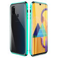 Biruiqu For Samsung Galaxy A21s Magnetic Absorption Case Metal Frame Shockproof Double Sided Tempered Glass Magnetic Case Cover. 
