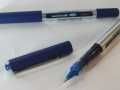 Pack of 2 Pens, Uni-Ball Eye Micro, 0.5mm Ball 0.2mm Line, Roller Ball Pen, UB -150, Blue ink, Pigment Ink, Stainless Steel Tip, The Uni-Flow System, Unique Window.. 