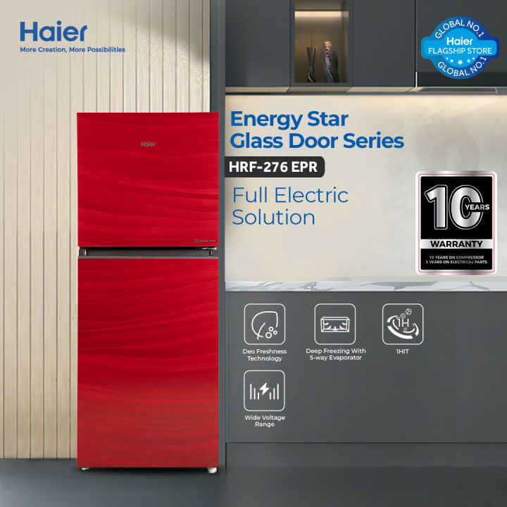 Haier%2010%20Cu%20Ft%20/%20E-Star%20Series%20/%20HRF-276%20EPR%20(%20%20Deepest%20Freeze%20+%20Direct%20Cool%20+%201%20Hour%20Icing%20Technology%20+%20Wide%20Voltage%20+%20Glass%20Door)%20Red%20Colour%20/%20Refrigerator%20/%2010%20Years%20Warranty.%20-%20Image%202