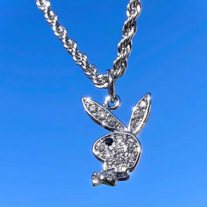 Stainless Steel Hippop -Playboy Necklace Bunny Pendant Necklace For Men Women