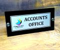 Door Name Plate | Acrylic Frame with Metal Printing with Metal Studs, customized with your text / logo, delivery in Peshawar, Lahore, Karachi, Islamabad, Pakistan. 