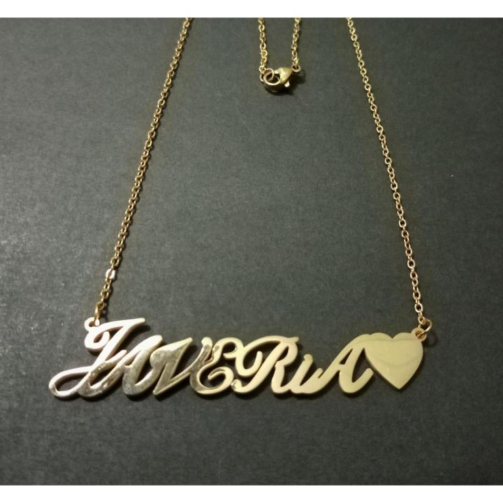 JAVERIA NAME NECKLACE LOCKET ; STAINLESS STEEL