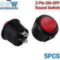 5/10PCS 2 Pin ON-OFF Rocker Switch AC/DC 250V 3A Round Boat Switches Mini Round Red. 