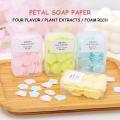 Random Disposable Soap Paper Cute Mini Hand Soap Flower-Shaped Paper Soap With Box Hand Soap Paper Portable Student Petal Soap Flakesm. 