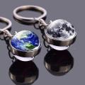 Full Moon Keychain Earth Solar System Planet Nebula Sphere Crystal Ball Glass Double Side Pendant Astronomy Space Jewelry Gift. 