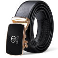 Micro Adjustable Automatic Buckle Belt for Men with Soft Lychee Pattern Faux Leather - Luxurious Buckle. 