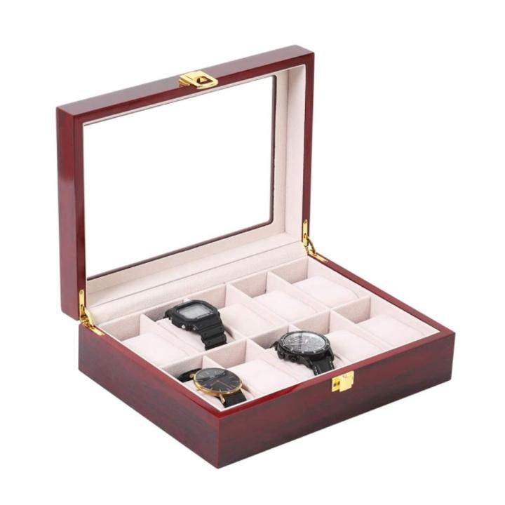 RED CHERRY WOODEN HIGH QUALITY WATCH BOX GIFT SET - 10 SLOTS