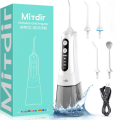 MiTdir® Y801 Oral Irrigator Water Flosser – 4 Jet Tips with 4 Cleaning Modes, IPX7 Waterproof, 300ML Removable Tank, Cordless Rechargeable, Perfect for Teeth Cleaning at Home and on the Go (White). 