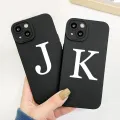 Initial Letter A Z Fashion Phone Case For iPhone 14 13 12 11 Pro Max 7 8 Plus SE2 X XS XR Luxury White Plain Letter Soft Covers. 