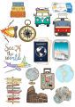 Travel Stickers for Laptop - size 2 Inch x 2 Inch - Travel Stickers for Mobile - Pack of 16 Aesthetic Sticker. 