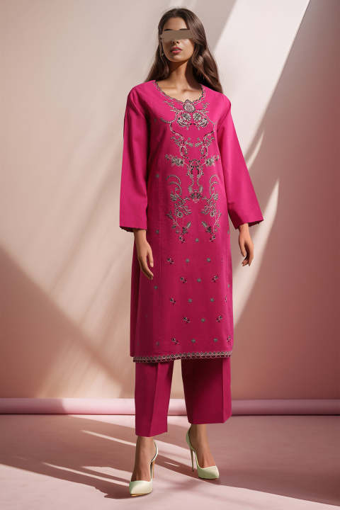 Saya Unstitched Cross Hatch Embroidered 2 Piece (Shirt/Trouser) Suit For Women / Fabric For Women - WINTER LUXURY - WU2P-4625