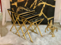 Nesting Tables Set Coffee Table Set Side Table Set Black And Gold Cross Legs Accent Tables Set Of 3. 