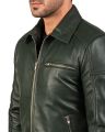 Olive Green Leather Jacket For Men , Military Style Unique Leather Jacket For Men , A Beautiful Gift For Him.. 