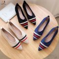 Women Pointy ballet fly knit upper ladies pumps flat shoes. 