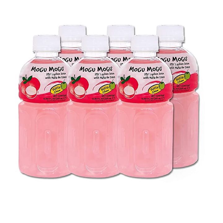 Mogu Mogu Lychee Flavored Drink With Natta De Coco ,320 ml (Pack Of 6)
