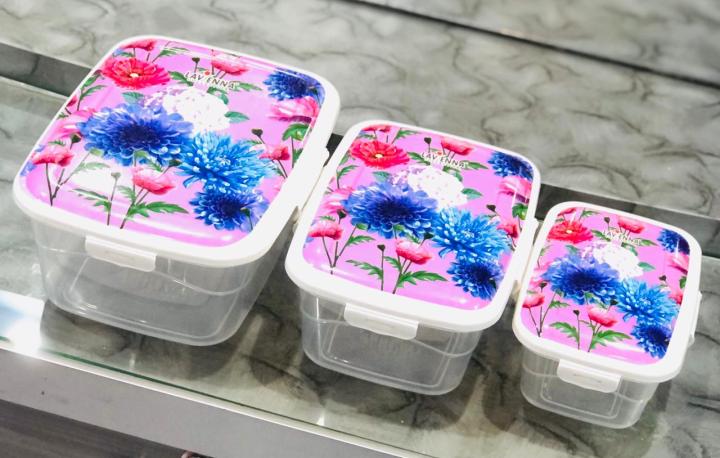 3%20Pcs%20Boxes%20Set%20With%20Air%20Tight%20Locking%20Clips%20Beautiful%20Printed%20Designs%20Freeze%20Safe%20BPA%20Free%20Plastic%20Food%20Storage%20Dispenser%20Containers%20Random%20Design%20and%20Shape%20-%20Image%206