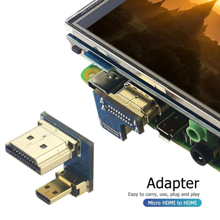 （NEW）Converter For Raspberry Pi 4B Micro HDMI-CompatibleTo HD Adapter HD Cable Plug HD Display Screen Adapter Connect