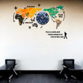 Gift Mall Large 127cm Wooden World Map Wall Clock with Vibrant Colors and Marble Texture for Home and Office Decor. 