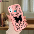 Jizetin for Infinix Hot 9 Play Back Cover Black Butterfly Macaron Bright Color Wavy Shape Soft Mobile Phone Cases. 