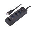 Hapurs 3 Port USB 3.0 Hub with Card Reader, Portable USB3.0 High Speed SD TF MMC Card Reader with Power Switch. 