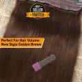 Golden Brown Hair Extension Clip in Hair Extensions with 5 clips Slik Straight Clip on Extension. 