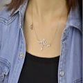 Gold Plated Heartbeat Stainless Steel Woman Necklace Jewelry. 