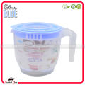 Mixer Bowl With Lid & Measuring Jug 2200ML - Plastic Bowl for Multipurpose Racket - Clear Rose Material - Made of high quality PP safe and stable-Usable in the dishwasher. 