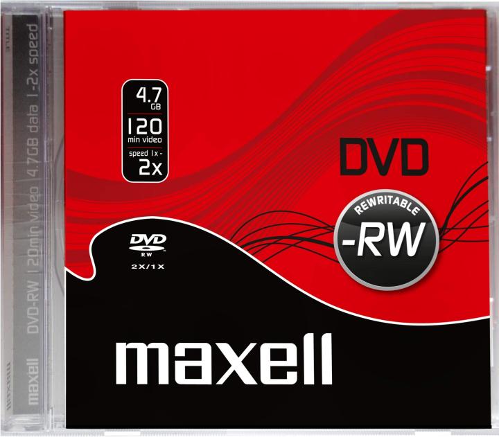 Maxell Master Quality DVD-RW - Rewritable - 4.7gb data -  120 min - 2x write speed - Blank DVD