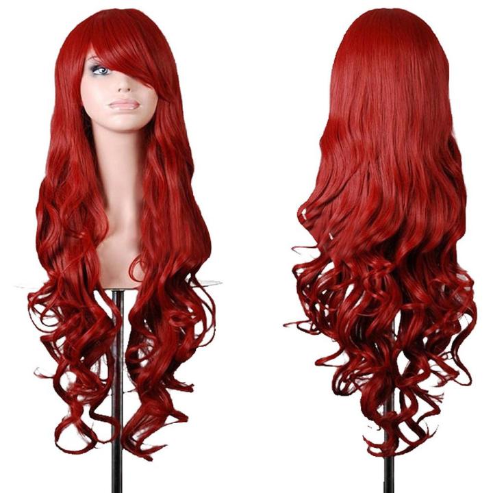 Women's Fashion Wig Curly Hair Wigs With Bangs Dark Red Curly Hair Wig
