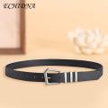 ECHIDNA Black Accessory for Jeans Stylish Unisex Black Jeans Belt with Metal Buckle Adjustable Length Faux Leather Waistband for Men Women Multi Holes Design for Trendy Fashion Accessory Unisex Black Belt. 