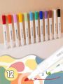 Acrylic Paint Marker Pen, 12 Color Marker Pen Set Quick Dry Art Supplies for Kids and Adults. 