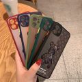 Jizetin for OPPO A36 / A76 Back Cover Brown Robot Bear Matte Mobile Phone Cases Ultra Thin Full Lens Protection Phone Case. 