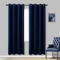 PREMIUM SATIN CURTAINS PAIR Navy Blue. 