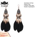 Carat Drop Earrings Ethnic Style Artificial Feather Pendant Earrings. 