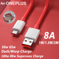 Oneplus Original Cable 100W Supervooc Dash Warp Charge Type C Fast Charging Cabel One Plus 11 5G 10 Pro 10T Nord 2T 9RT 9 8 T 7. 