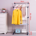 Multipurpose & Adjustable Stainless Steel Double Pole Cloth Hanger with 2 shelves for Floor Type Clothes Hanging & Drying purpose for Laundry & Bedroom | Stainless Steel | Single Pole or Double Pole. 