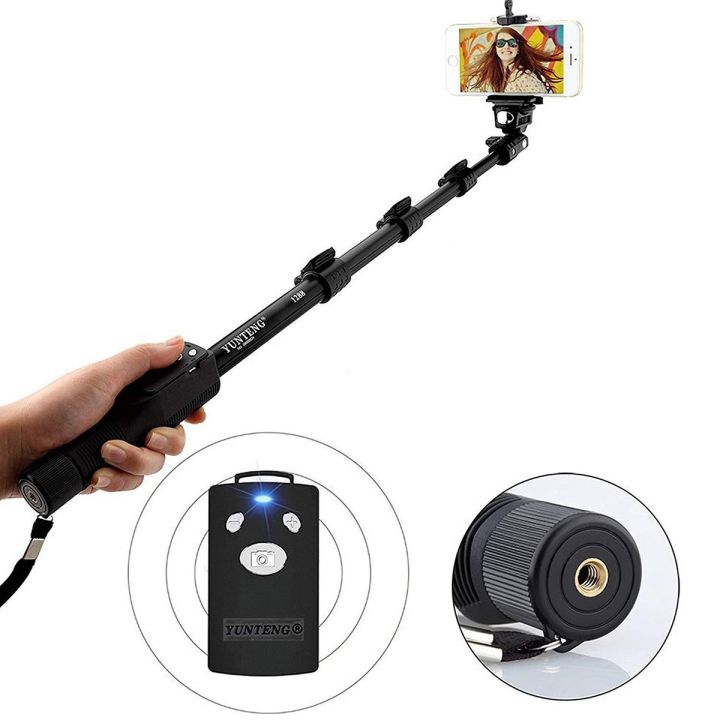 YT-1288 - Bluetooth Selfie Stick For Smartphones & Digital Cameras - Black