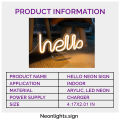Neon light l LED Mini Neon Lamp l Hello Neon Sign l Home Living Bedroom Children's Room l  Decoration Office Desk Small Light Wall Decor. 