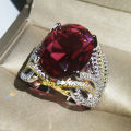 Elegant Vintage Fashion Jewelry KYRA0789 big Zircon ring for women. 