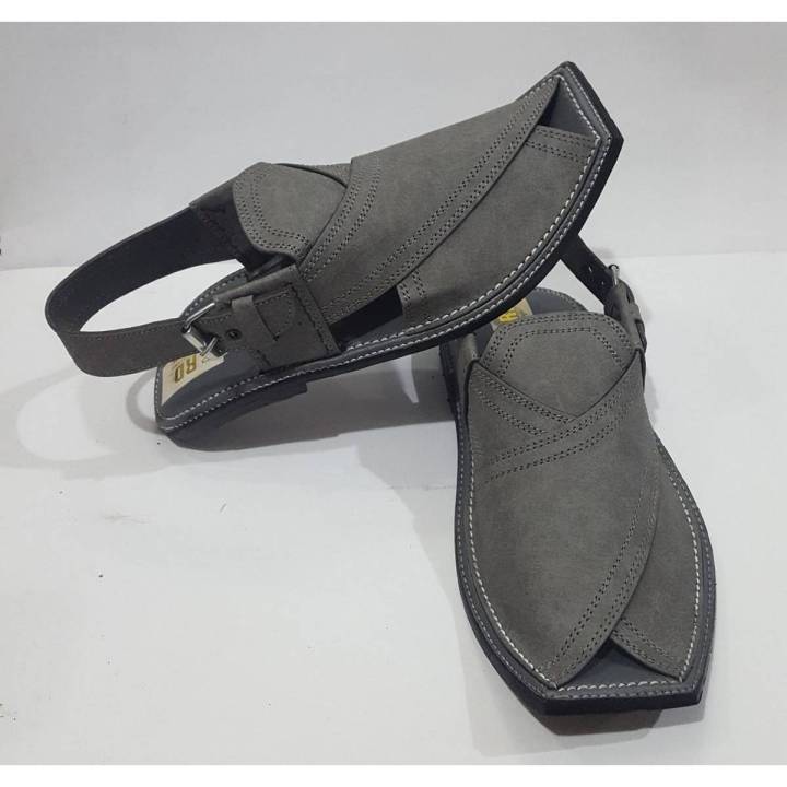 ASH GREY PESHAWARI LEATHER CHAPPAL FOR MEN